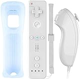Acexy Wii Wireless Remote Motion Controller Y Nunchuk - Reemplazo Del Controlador De Juego Remoto Con Funda De Silicona Y Pulsera, Compatible Con Nintendo Wii Y Wii U (Blanco)