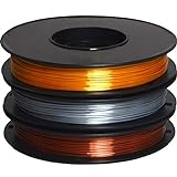 Deruc Silk Filamento Pla 1,75 Mm Para Impresora 3D, Filamento Pla, 0,5 Kg Por Bobina, 3 Bobinas (Dorado + Plata + Cobre)